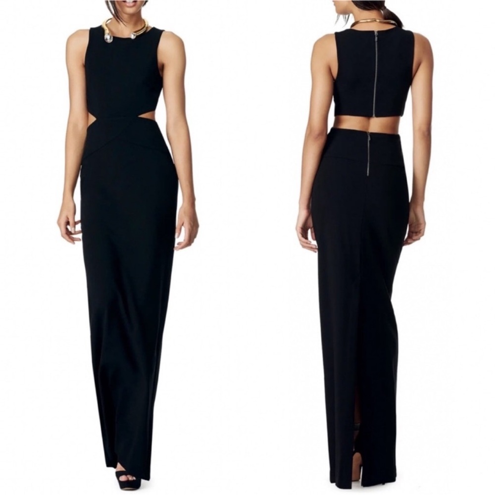 NWT Nicole Miller Mila Gown Black Cutout Evening Formal Dress Open Back Size 4